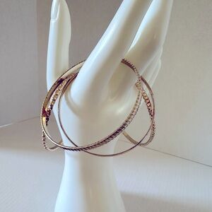 Gold tone textured bangle bracelet set of 4